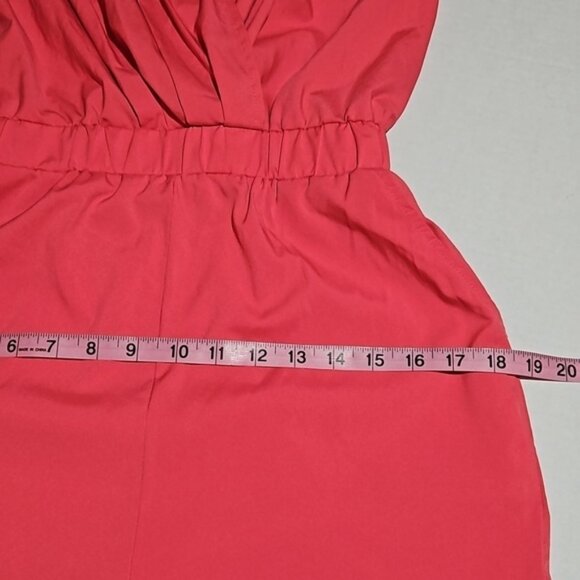 Coral Lightweight Halter Romper With Pockets - Picture 10 of 12